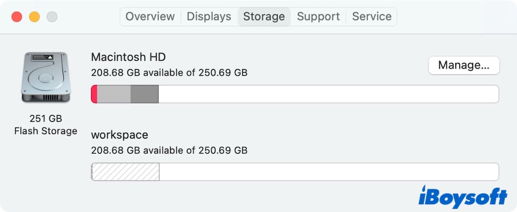 check storage space on Mac
