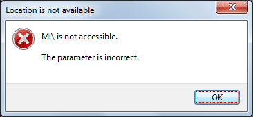 O parâmetro está incorreto no pen drive USB