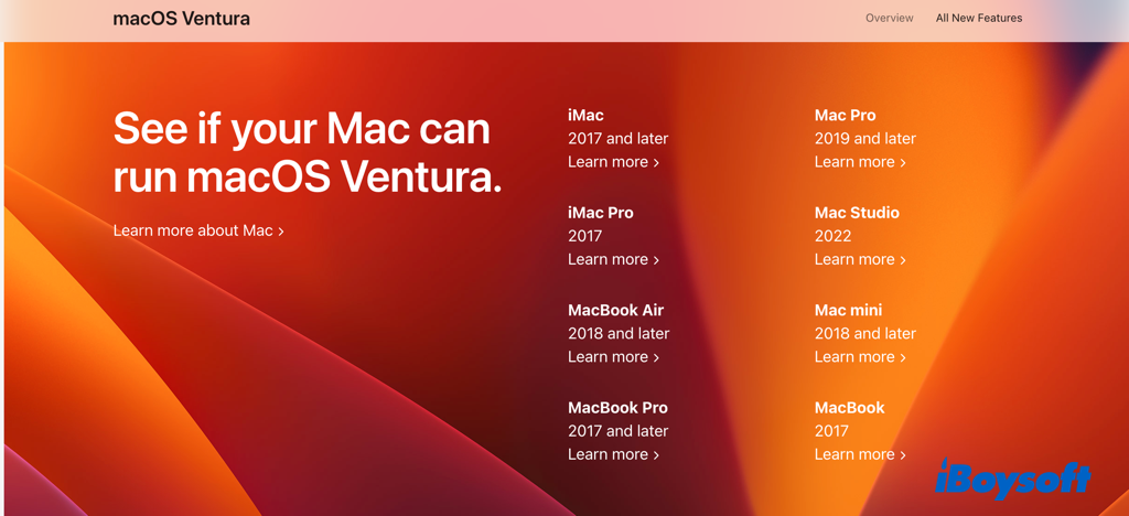 Mac compatibles avec Ventura